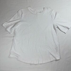 Eileen Fisher Classic Organic Cotton White Short Sleeve Top Women’s Size Medium